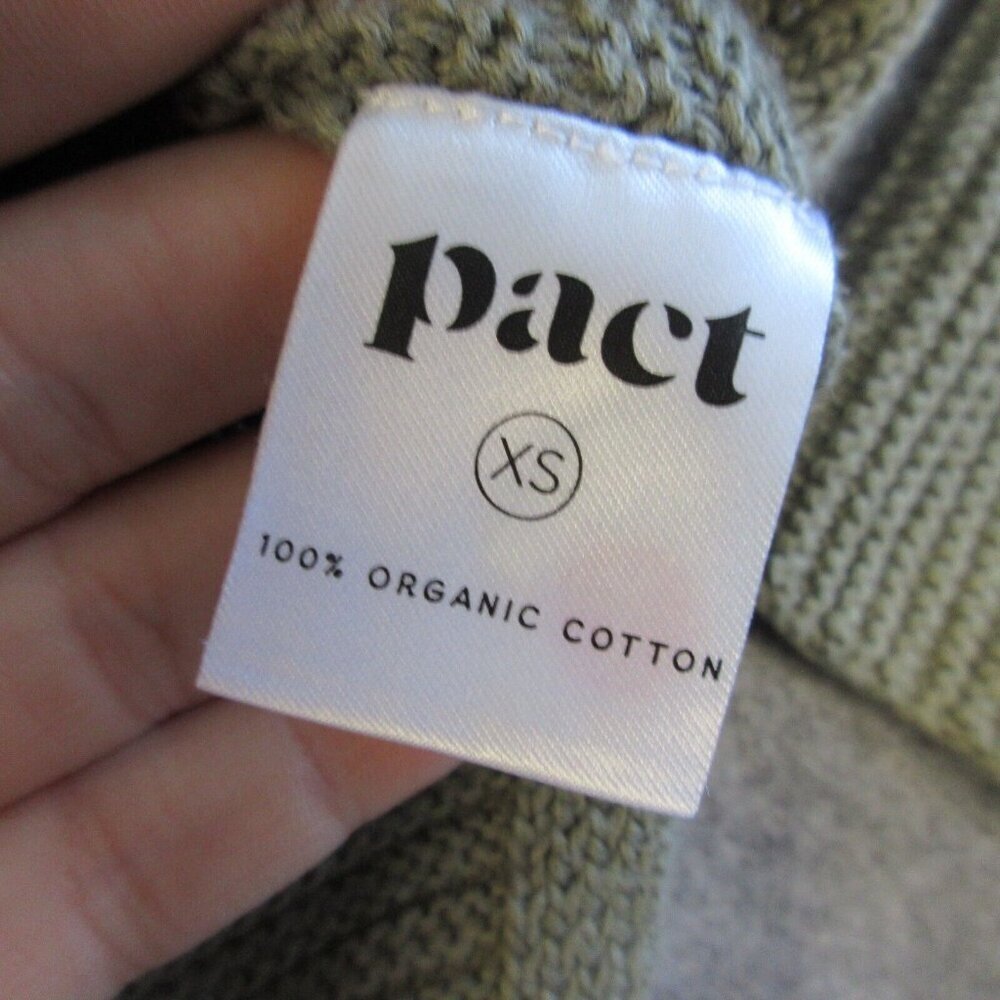 Pact Womens Funnel Neck Sweater Tunic XS Split Hem Organic Cotton Green 440 - Picture 7 of 11